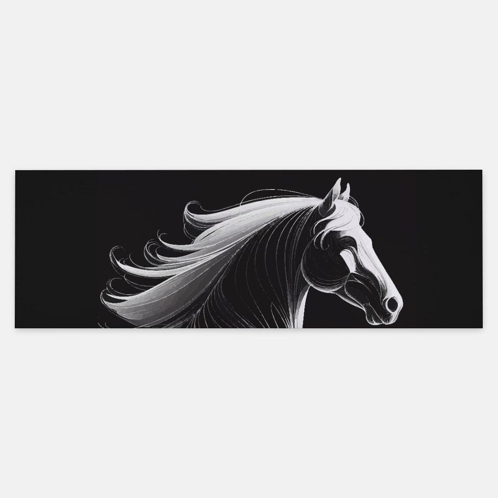 White Horse on Black Pashmina Scarf