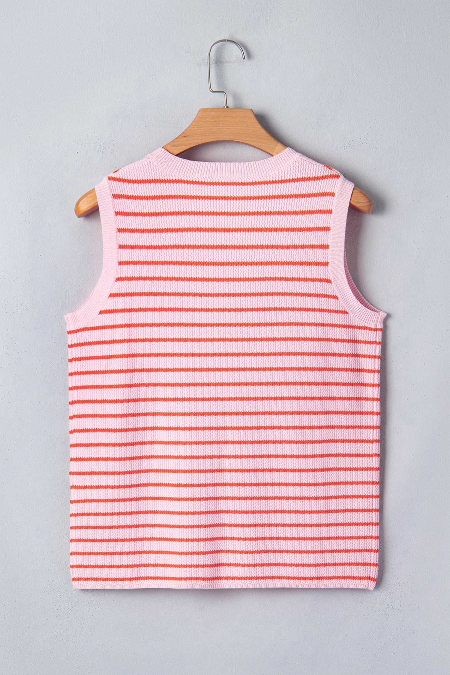 Stripe Textured Knit Sleeveless Sweater Top