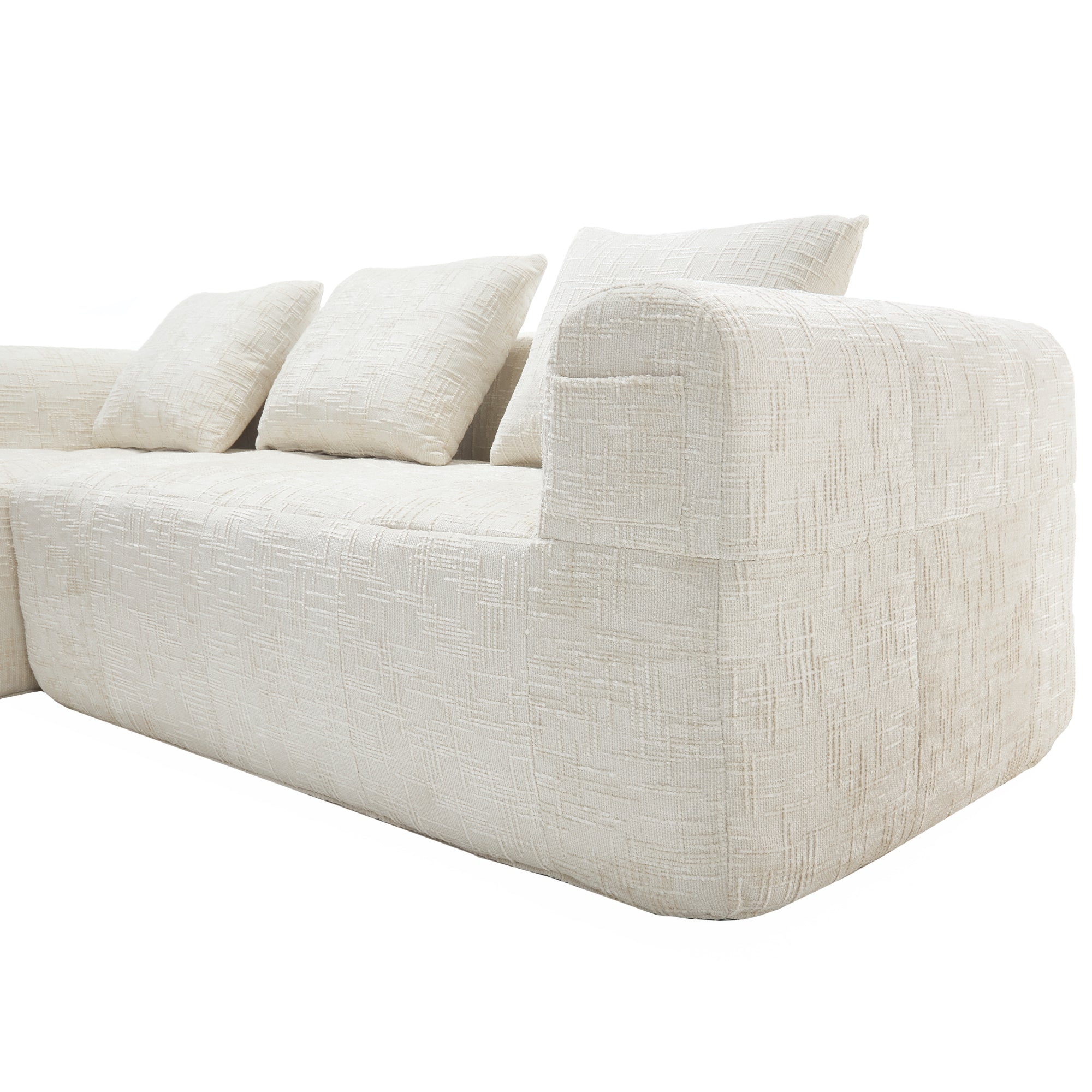 UNITED WE WIN 98.42-inch modular sectional sofa, modern modular L-shaped sofa with chaise longue, equipped with small side pockets and free of compression during installation.