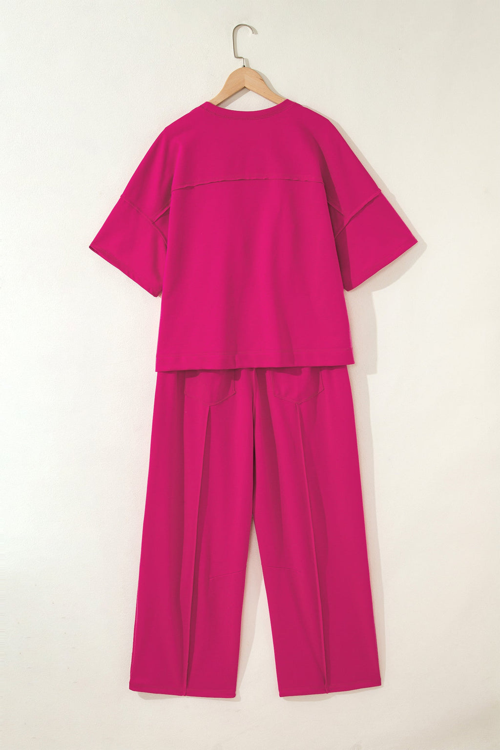 Solid Drop Shoulder Boxy Tee & Barrel Pants Set