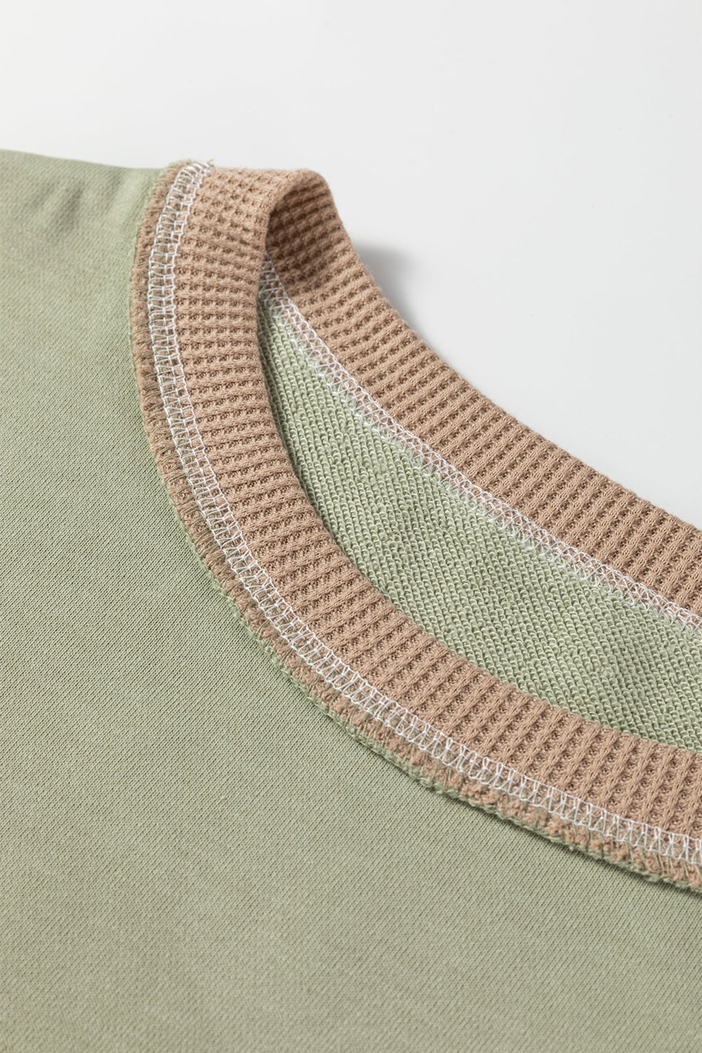 Colorblock Waffle Knit Patchwork Reverse Seam Oversize Sweatshirt