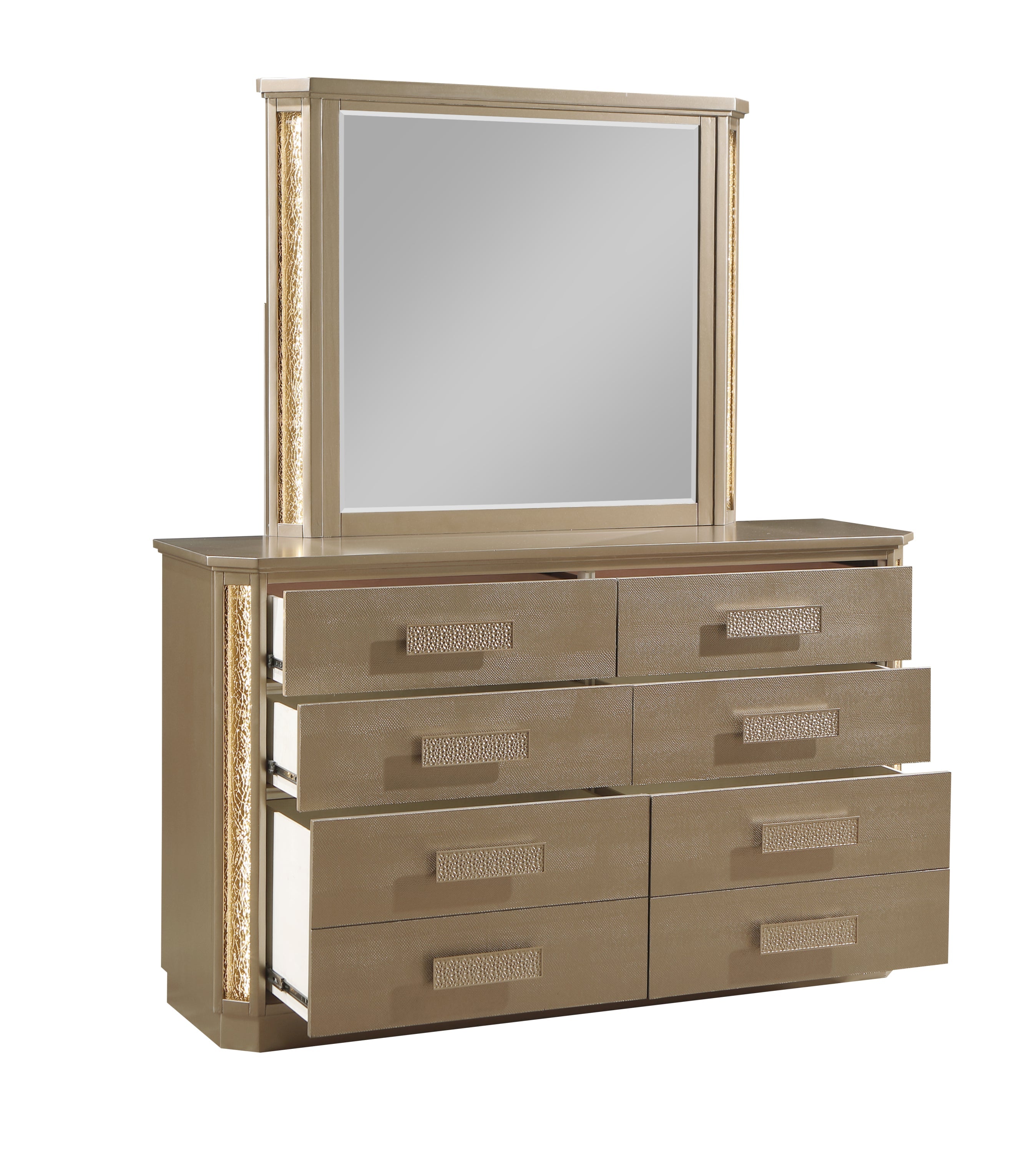 Medusa Queen 5PC Bedroom set Made with Wood in Gold (NJ Inventory)