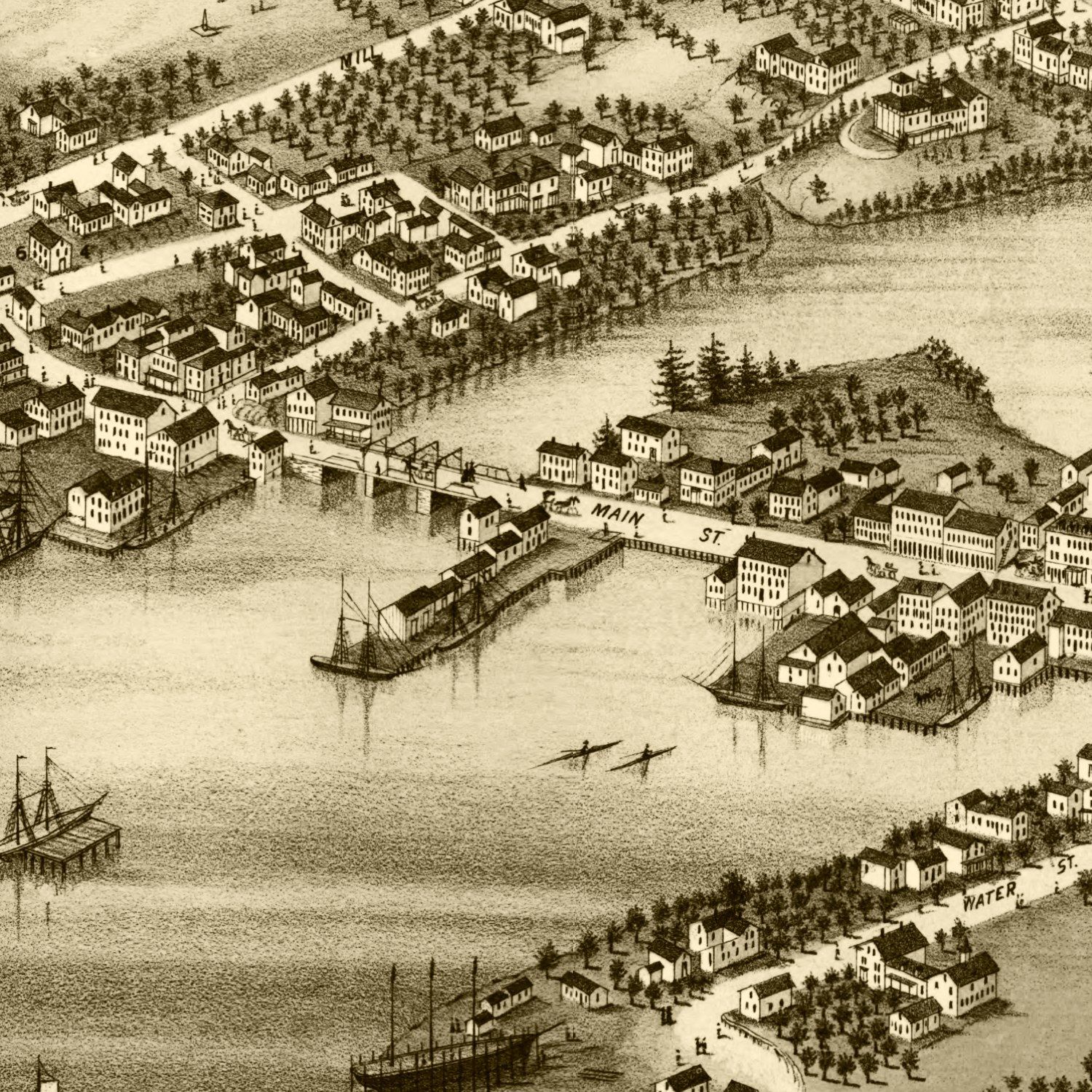 Vintage Map of New Castle & Damariscotta, Maine 1878