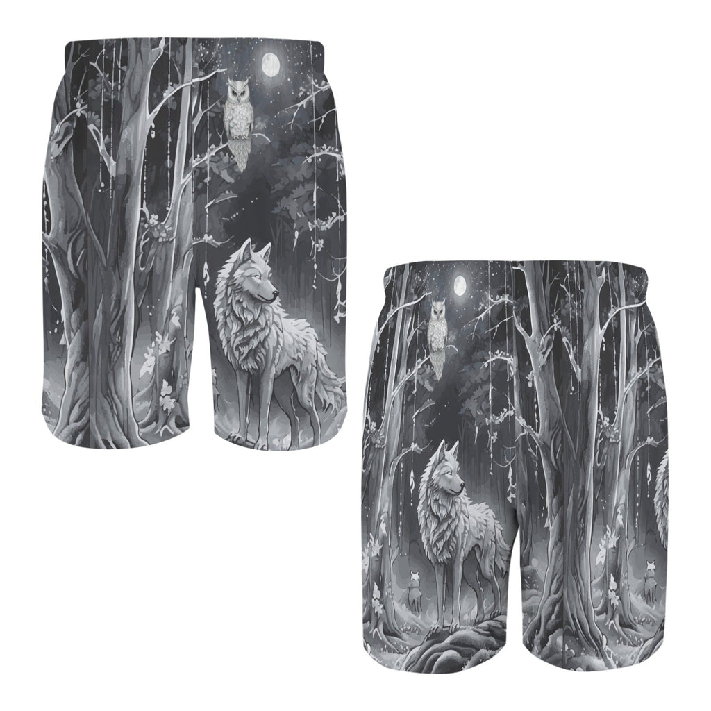 Wolf in Moonlit Forest Men's All Over Print Swim Shorts | Ships from USA