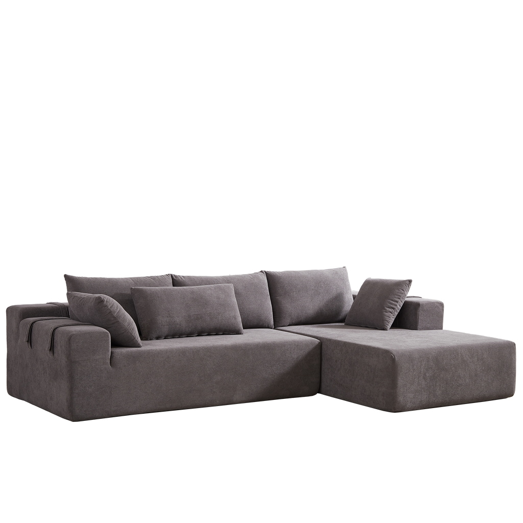 Modern Chenille Upholstered Sectional Sofa Couch Set,Modular 108' L Shaped Sectional Living Room Sofa Set With 6 Pillows,Free Combination Sofa Couch for Living Room,Bedroom(Right Chaise)W834P240002