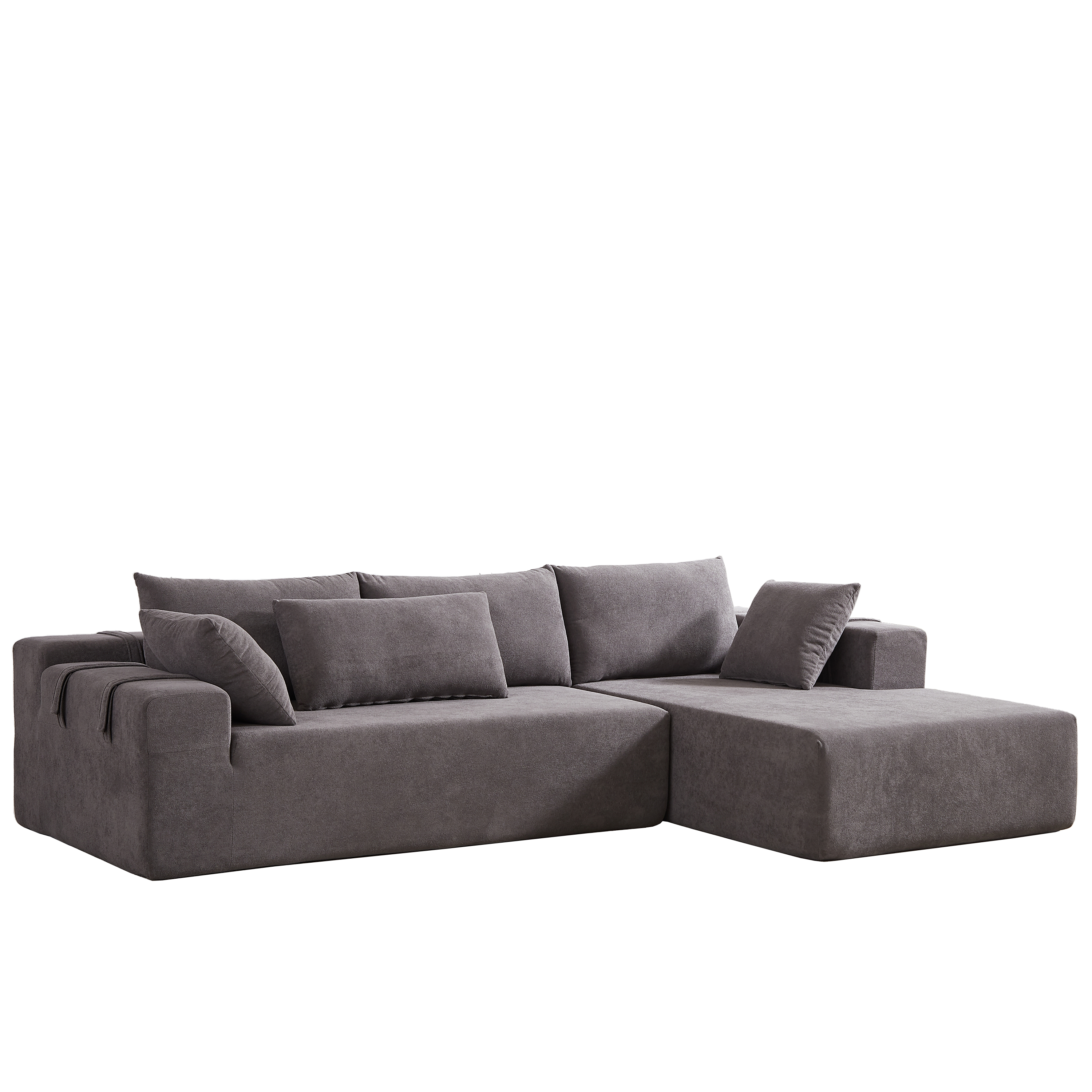Modern Chenille Upholstered Sectional Sofa Couch Set,Modular 108' L Shaped Sectional Living Room Sofa Set With 6 Pillows,Free Combination Sofa Couch for Living Room,Bedroom(Right Chaise)W834P240002