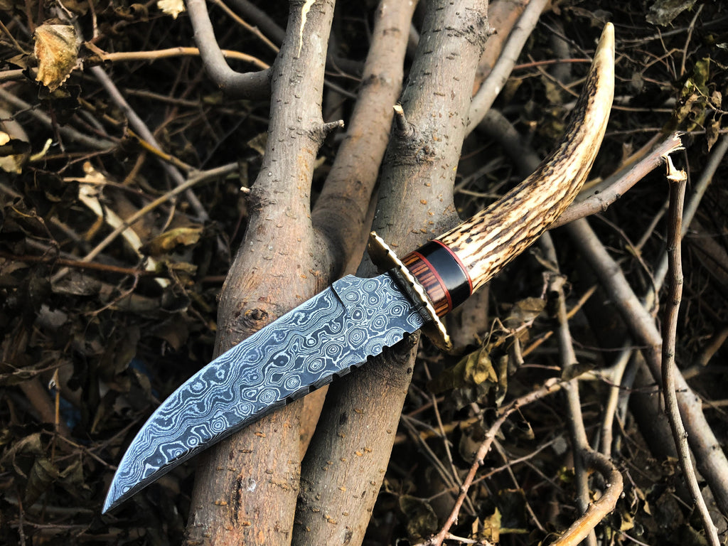 New Custom Handmade Damascus Steel Hunting Skinning Knife