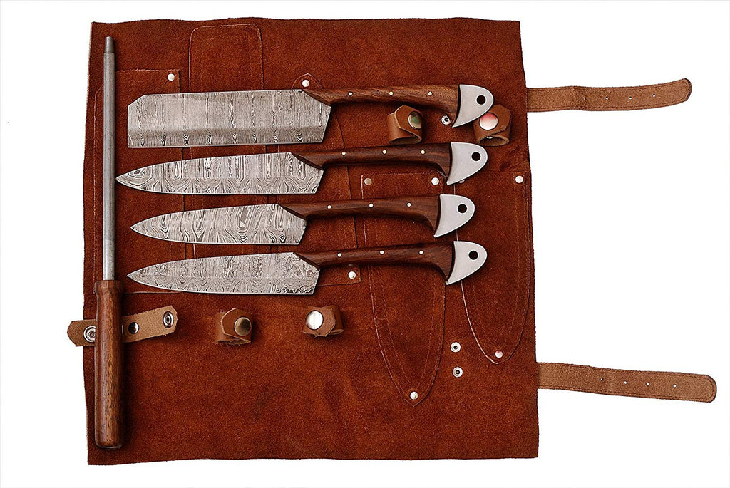 Custom Handmade Damascus Steel Kitchen Knives Set