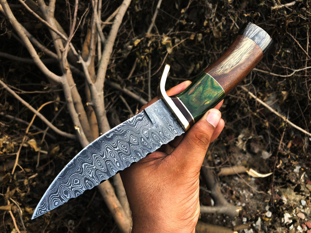New Custom Handmade Damascus Steel Hunting Knife