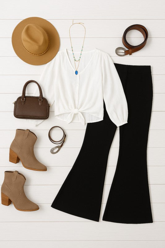 The Natalie Black Super Flare Leggings
