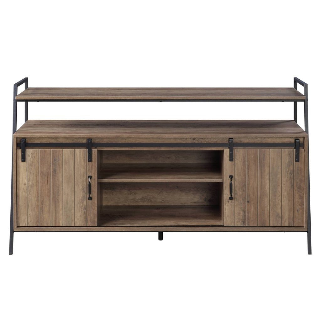 Rashawn Rustic Oak & Black Finish TV Stand