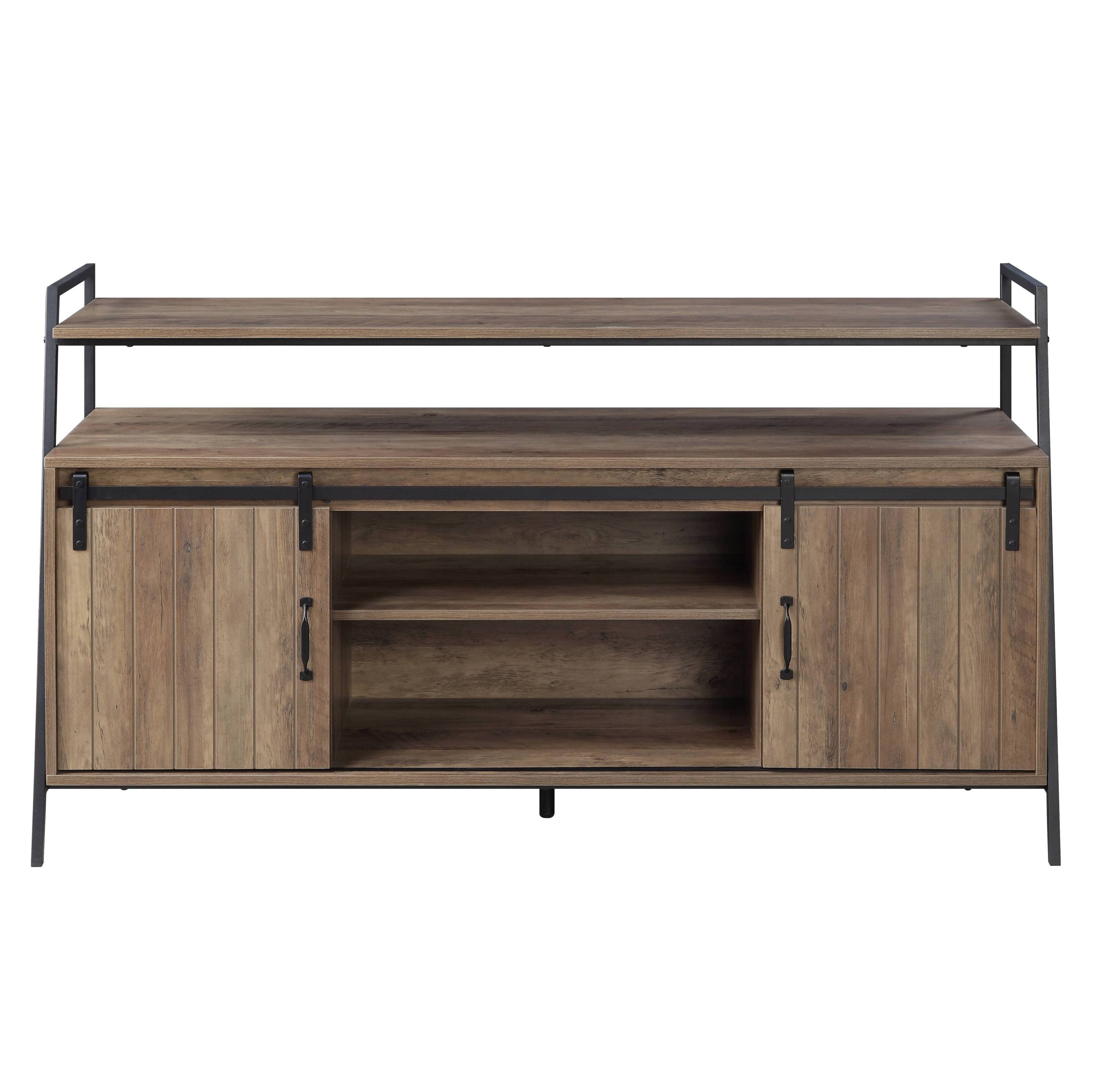 Rashawn Rustic Oak & Black Finish TV Stand