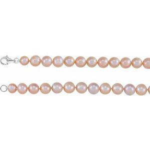 Sterling Silver Cultured Pink Freshwater Pearl 18" Necklace