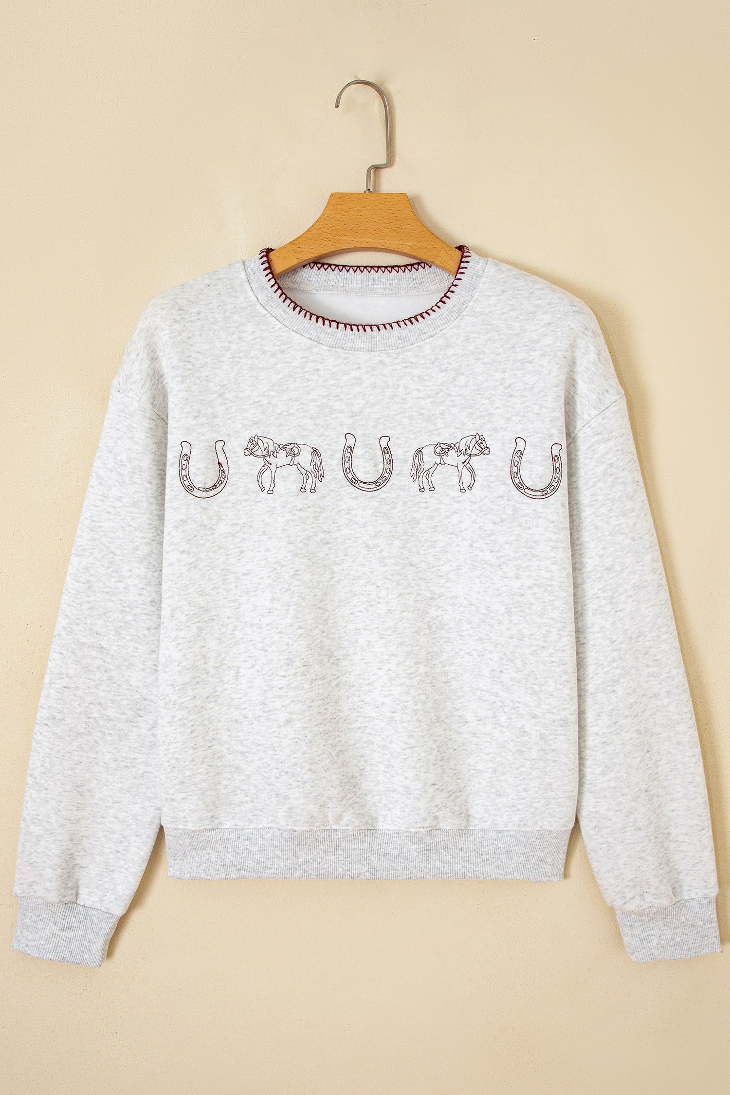 Western Embroidered Round Neck Graphic Sweatshirt