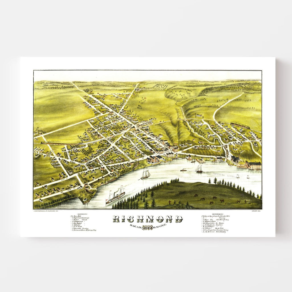 Vintage Map of Richmond, Maine 1878