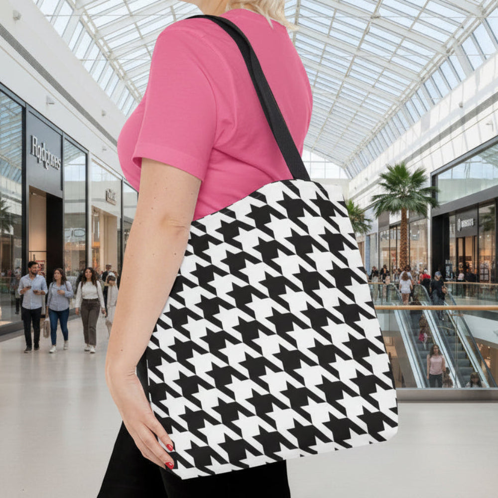 Black & White Houndstooth Tote Bag