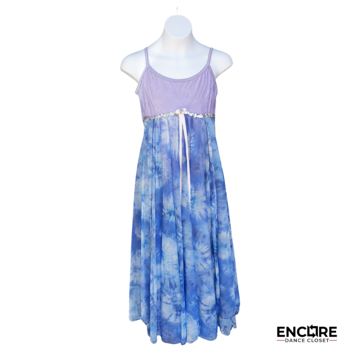 Purple Leotard with Blue Tie-Dye Mesh Skirt