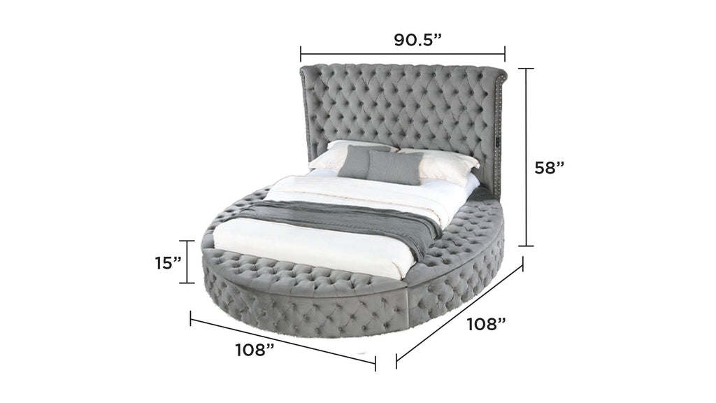 HAZEL Queen 5 Pc Tufted Upholstery Bedroom Set Made with Wood In Gray(CA INVENTORY)