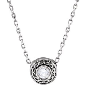 14K White Gold 1/10 CTW Natural Diamond Slide 16" Necklace