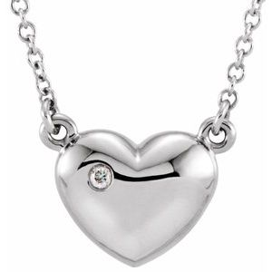 14K White Gold .01 CTW Natural Diamond Heart 16.5" Necklace