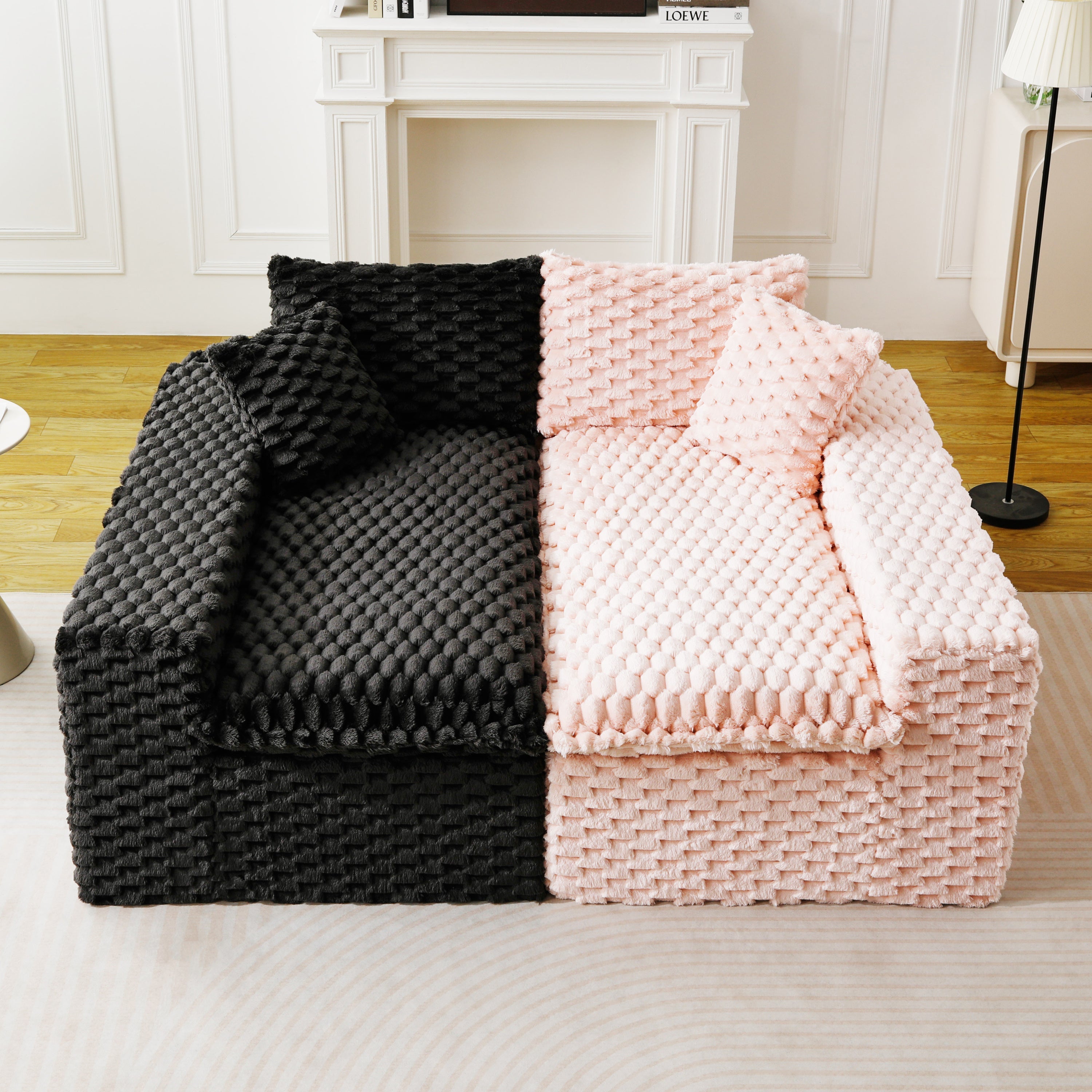 Luxury Color-Block Turtle Velvet Multifunctional Sofa - Arrangeable in Single Row, Side-by-Side or Facing Each Other, Stylish Living Room Furniture for Cozy Home Decor