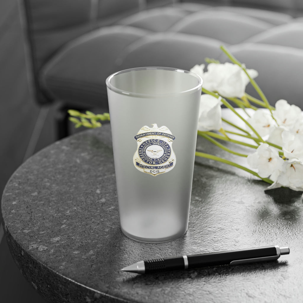 DCIS Badge Frosted Pint Glass, 16oz