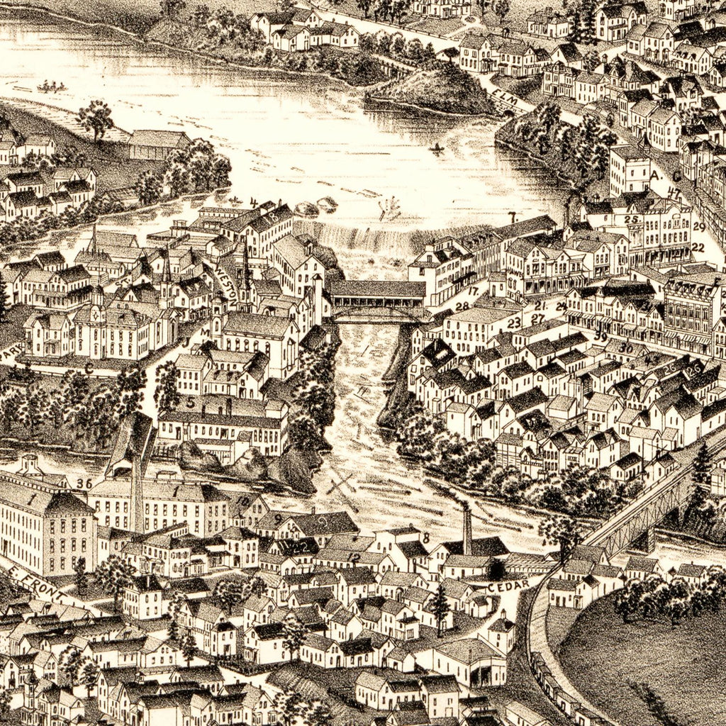 Vintage Map of Skowhegan, Maine 1892