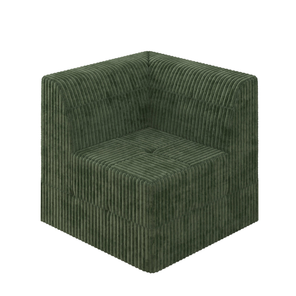 U shape Modular Sectional Sofa, Compressed Sectional Sofa Modern Minimalist Style Corduroy Couch, Sleeper Sofa for Living Room, Bedroom, Comfy Compressed Sofa Couch Space-Efficient Design-GREEN