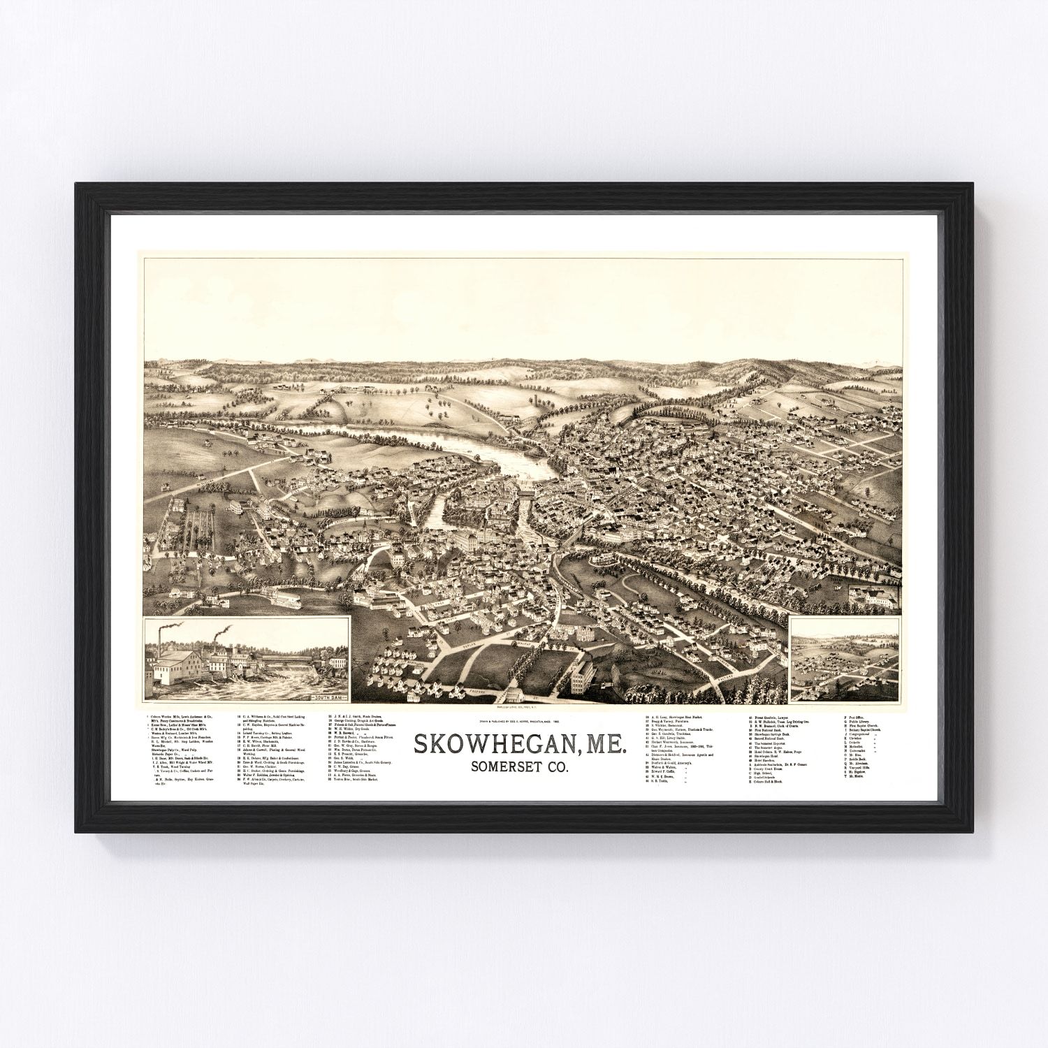 Vintage Map of Skowhegan, Maine 1892