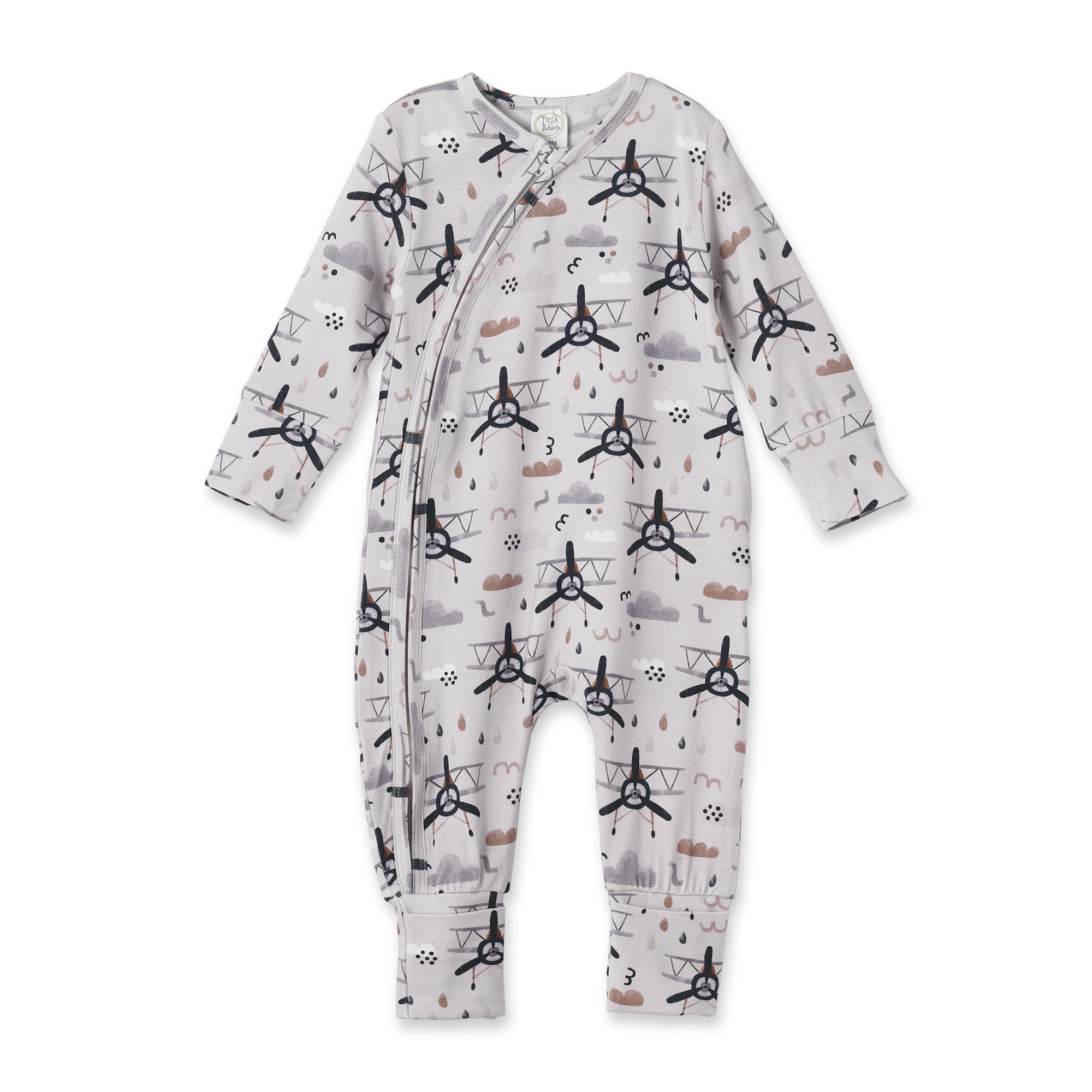 Airplane Zipper Romper -  Bamboo Baby Footie Outfit