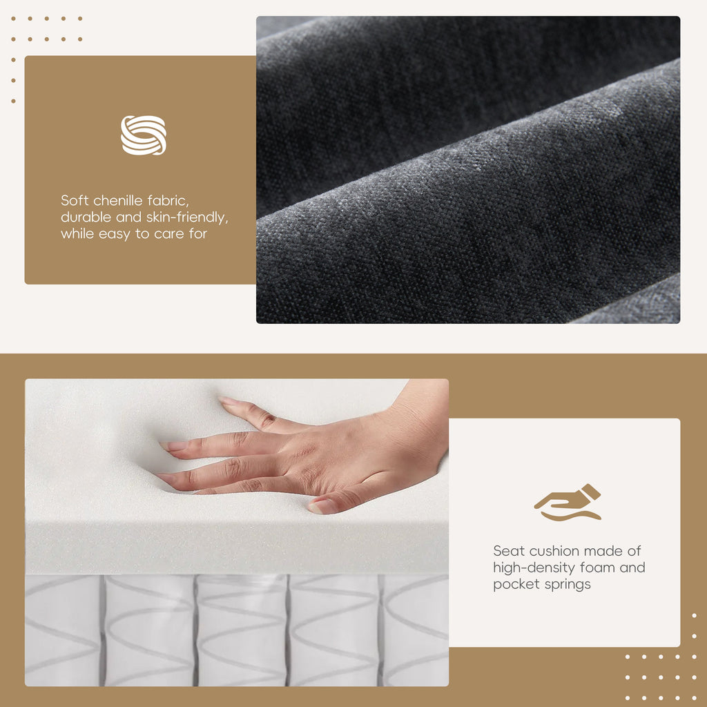 [VIDEO]104*60' Sectional Sofa, L-Shape with Multifunctional Armrest, Dual-Port Charging, Cup Holder, Side Storage Pockets, Movable Storage Ottoman, Unique Tufted Design, Soft Cushion, Chenille,3colors