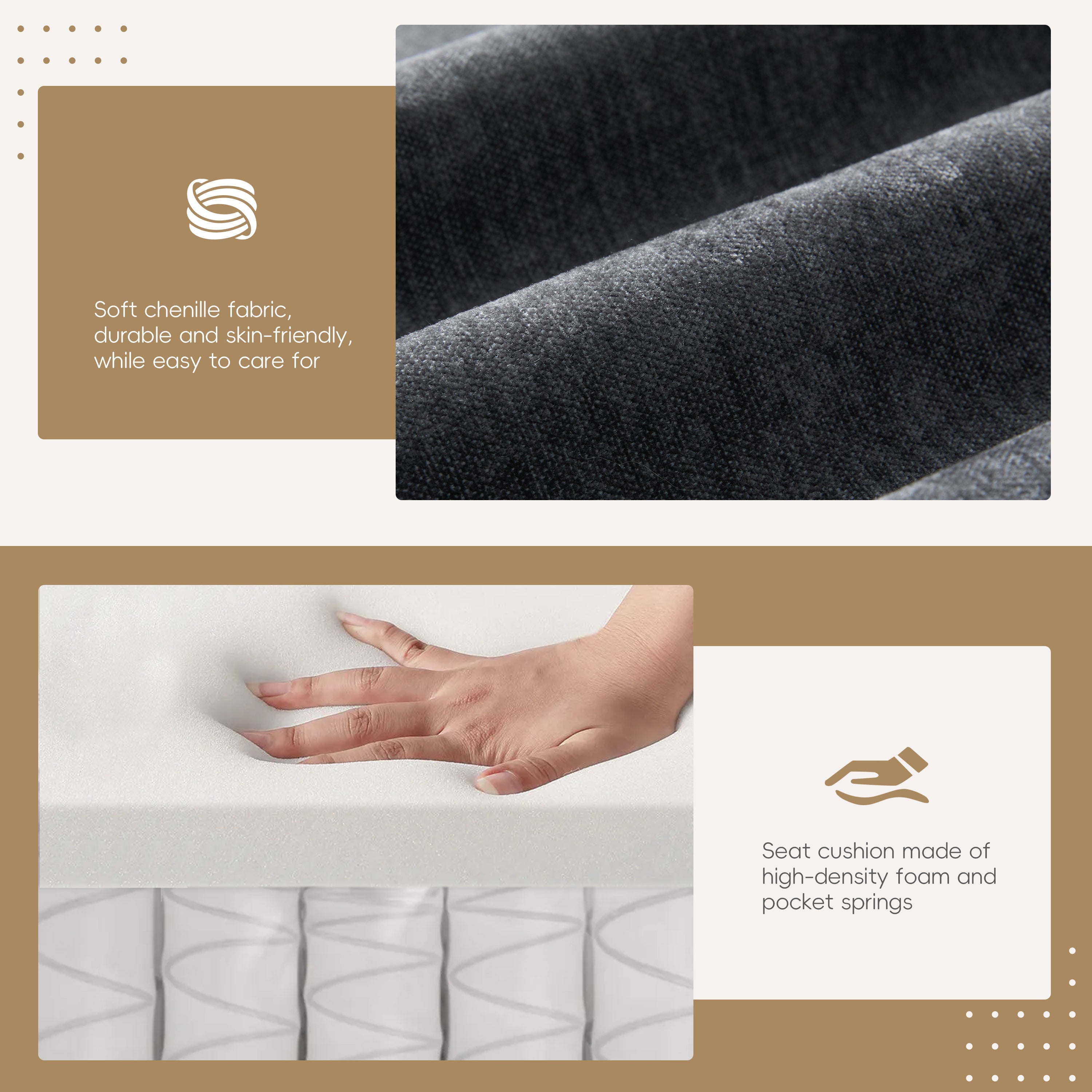 [VIDEO]104*60' Sectional Sofa, L-Shape with Multifunctional Armrest, Dual-Port Charging, Cup Holder, Side Storage Pockets, Movable Storage Ottoman, Unique Tufted Design, Soft Cushion, Chenille,3colors