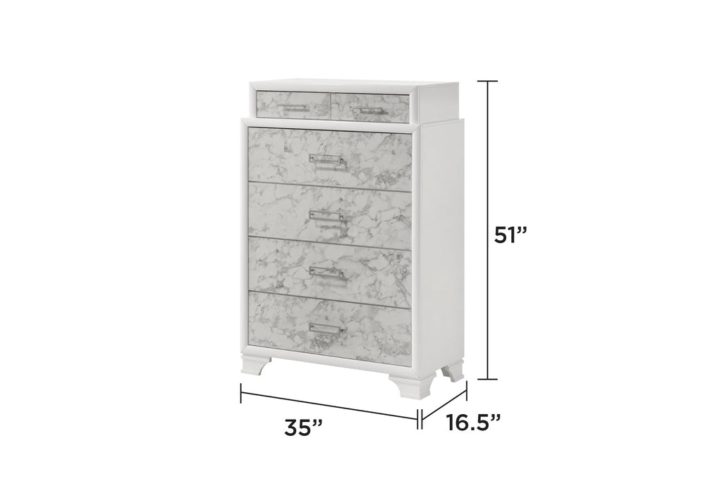 Soul Modern style Full 5PC bedroom set made with wood and Drawers in white