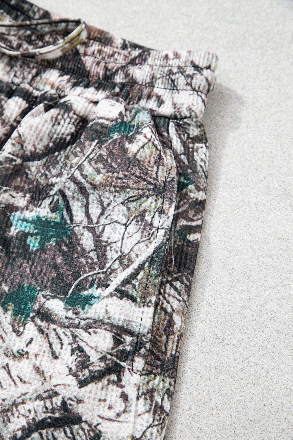 Camo Long Sleeve Top & Elastic Waist Shorts Set