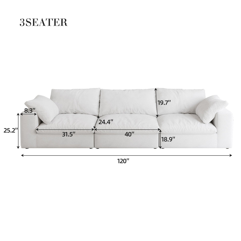 Oversized Cloud Modular Sectional Sofa,120' Down Filled Comfort 3Seater Sofa Couch for Living Room,Minimalist Wide Deep Seat Couches for Office Apartment  3Seaters
