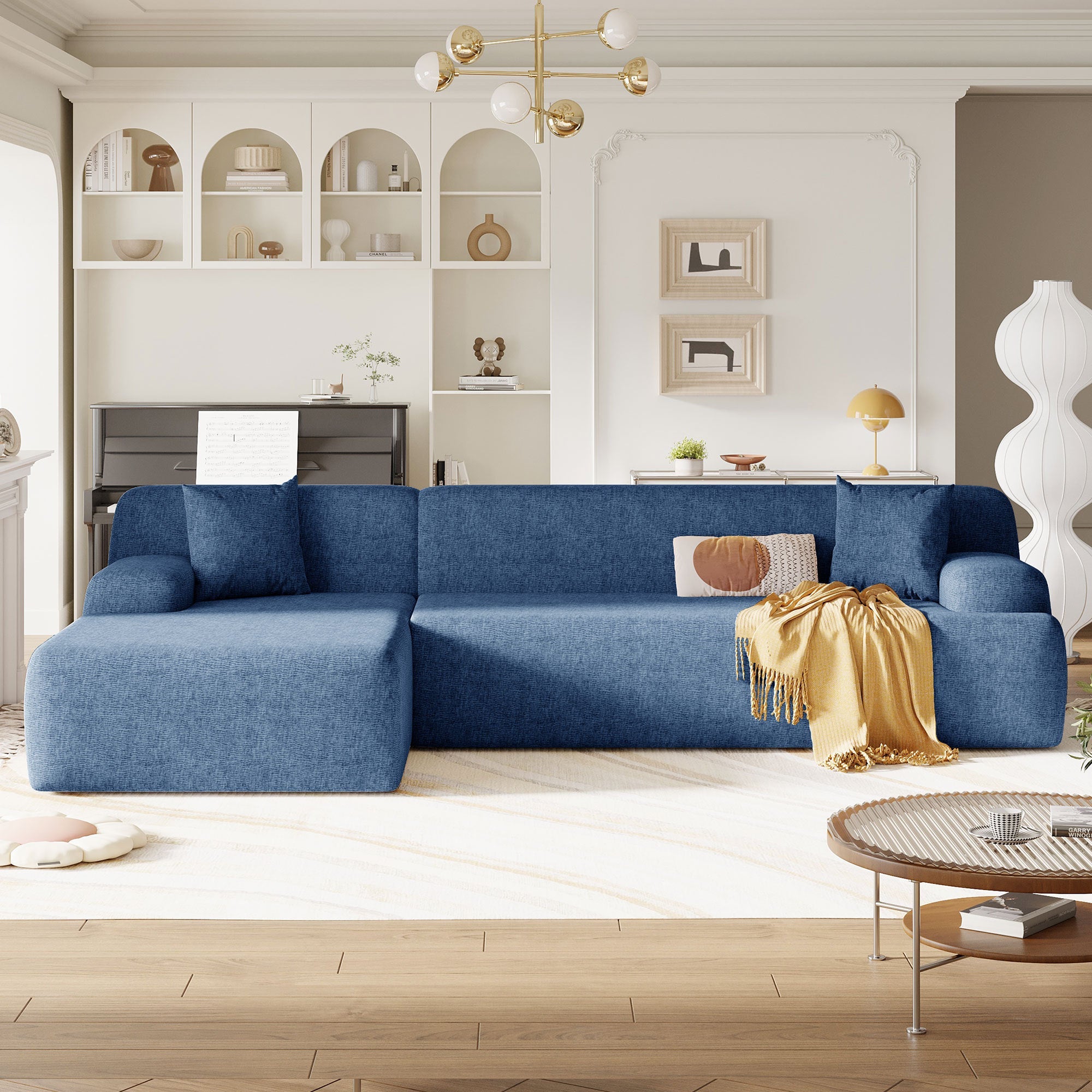 U_Style Modern Large L-Shape Modular Sectional Sofa for Living Room, Bedroom, Salon, 2 Piece Free Combination, Simplified Style(old sku:WY000356AAC)