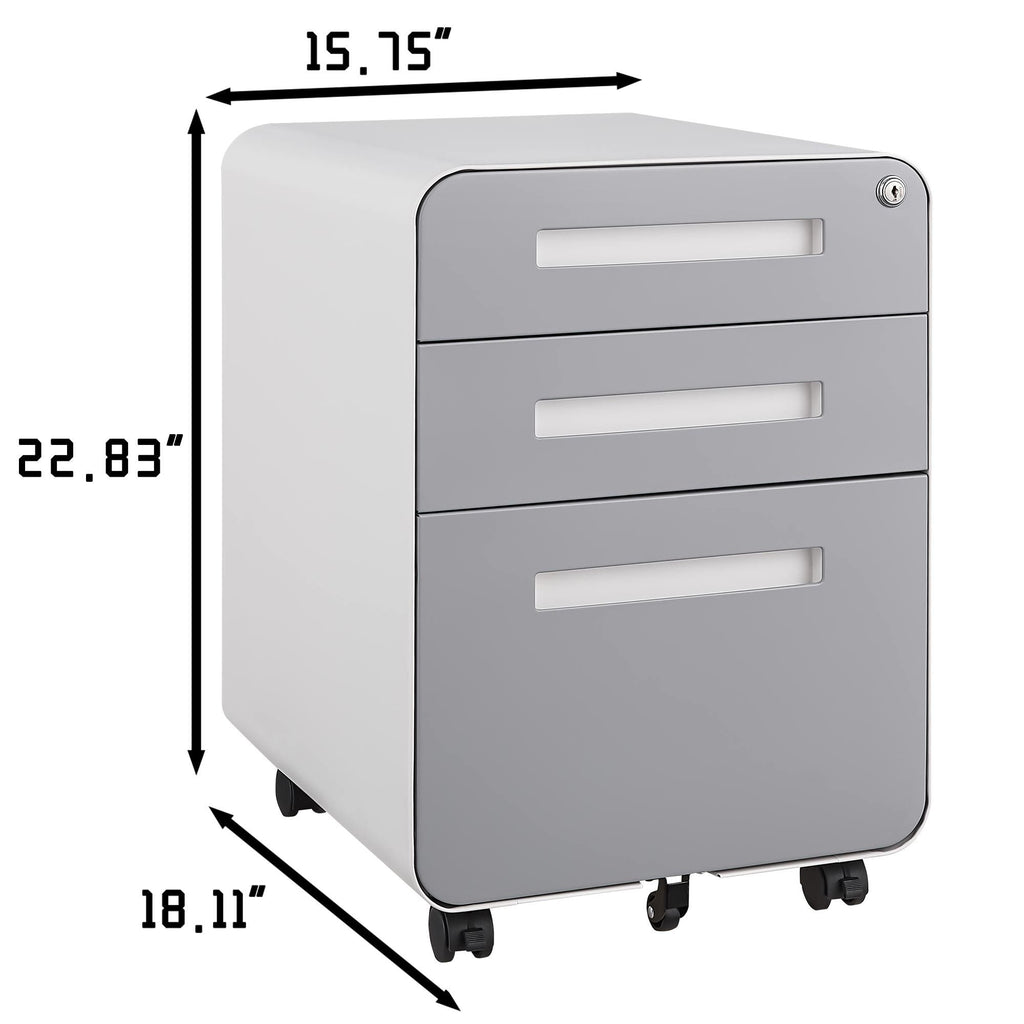 Simple Style Mobile File Cabinet 3 Drawer Storage for Legal/Letter/A4, Black Steel Anti-Tilting Design