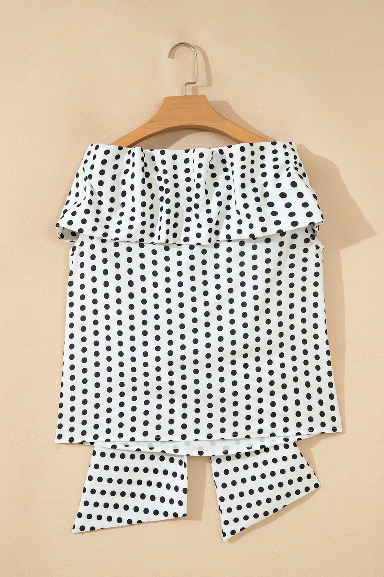 Polka Dot Off Shoulder Bow Knot Sleeve Blouse