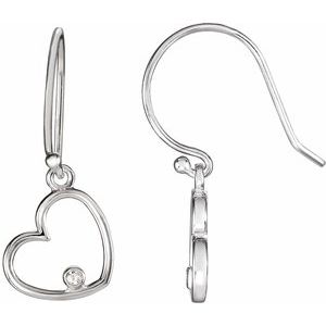 Sterling Silver .03 CTW Natural Diamond Heart Earrings