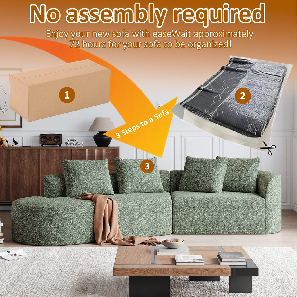 Modern Upholstered Oversized Sectional Sofa, 112-Inch Chenille 4-Seater Extra Deep & Wide Seat Curved Cloud Couch with 4 Throw Pillows, Free Combination Sofa Couch for Living Room,Bedroom