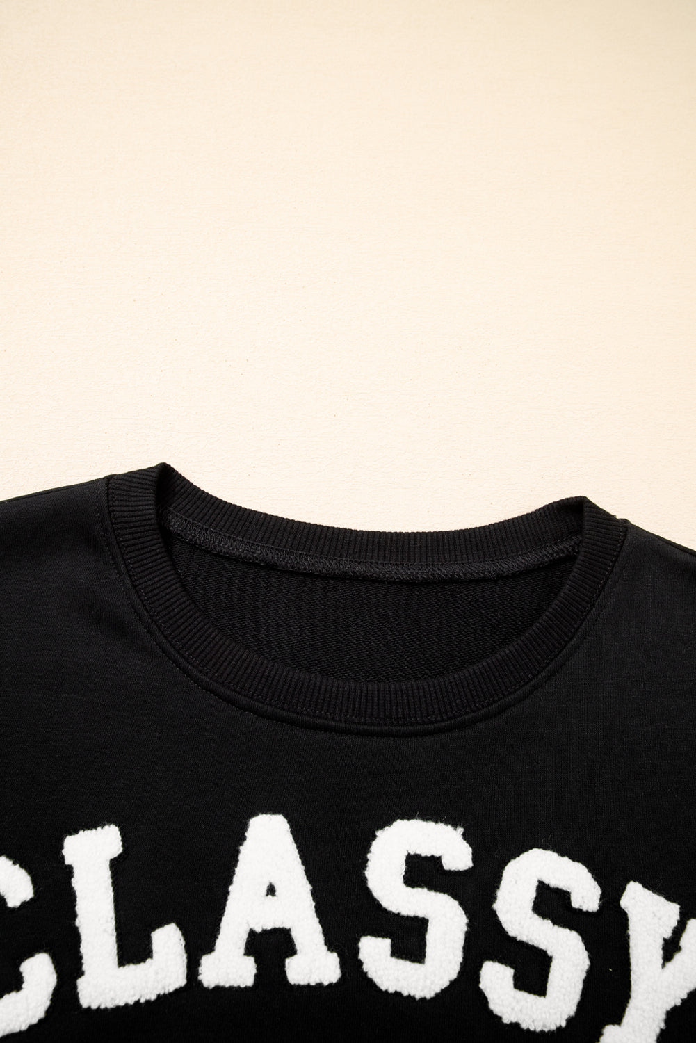 CLASSY UNTIL KICKOFF Letter Patch Loose Sweatshirt