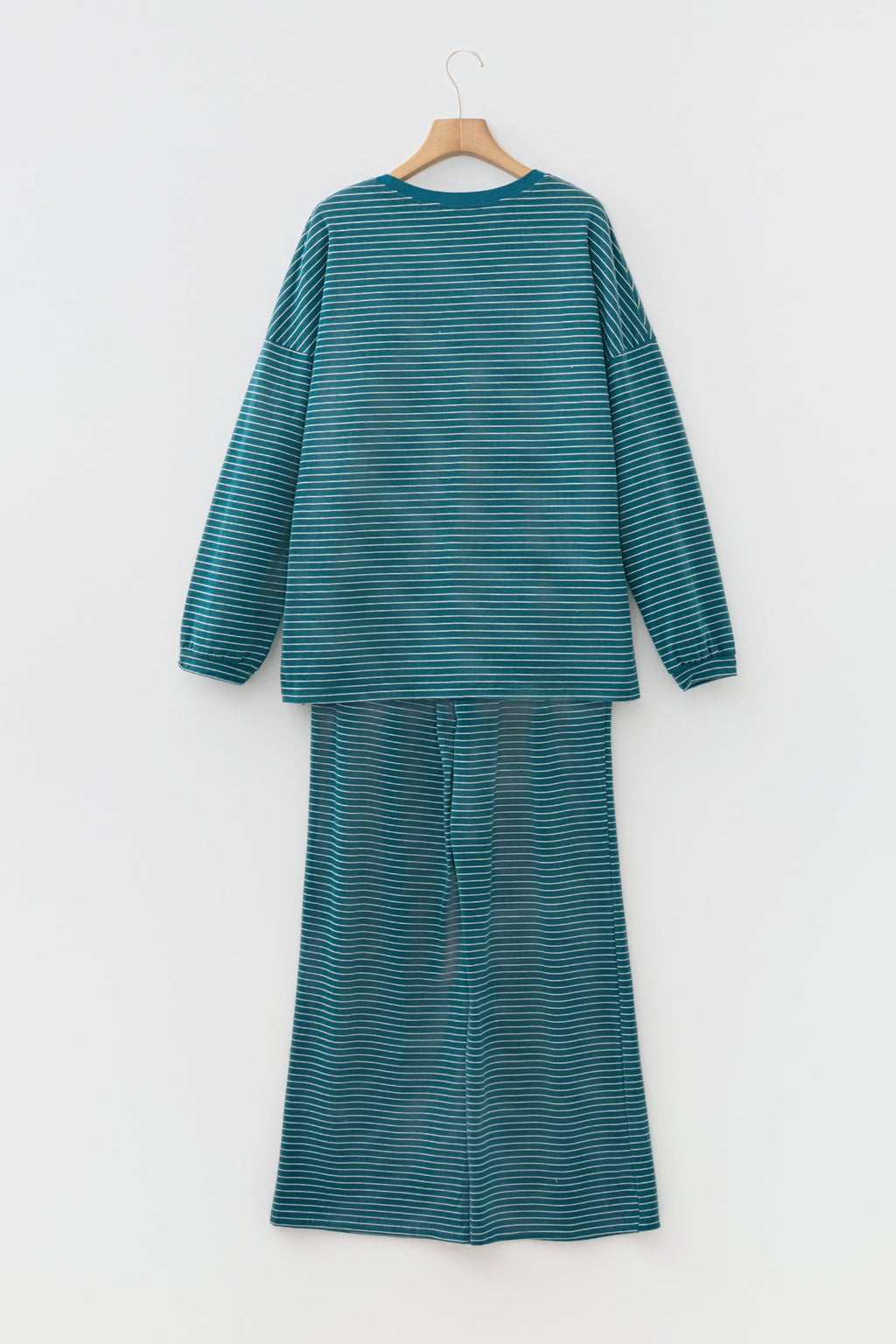 Stripe Drop Shoulder Long Sleeve Top & Pants Set
