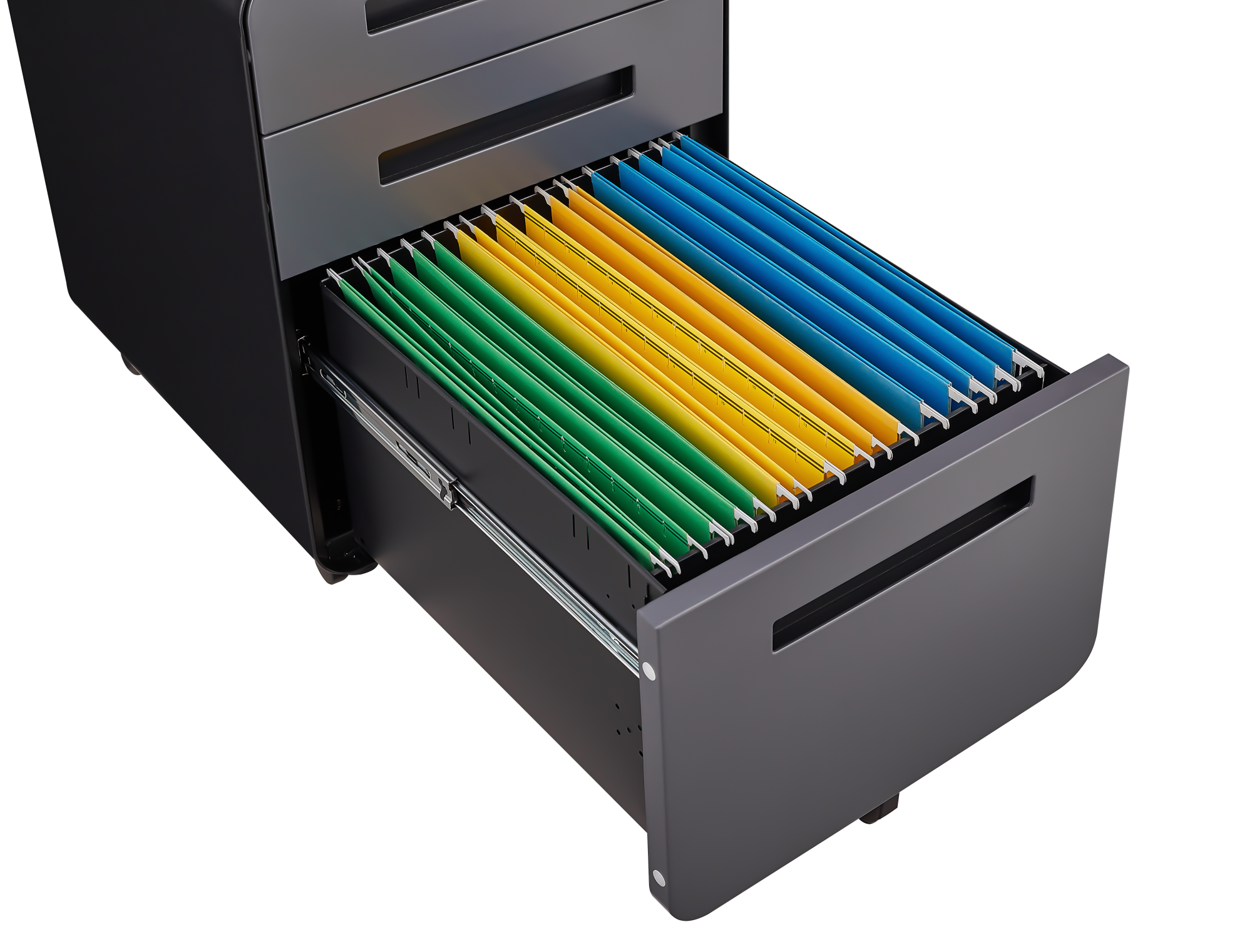Rounded 3 drawer mobile filing cabinet, simple style multifunctional legal/letter/A4 file storage cabinet, 5-wheel design with anti tilt cold-rolled steel material