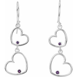 Sterling Silver Natural Amethyst Double Heart Earrings – image 2