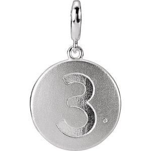Sterling Silver Accented Numeral 3 Charm/Pendant Mounting