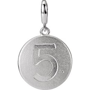 Sterling Silver Accented Numeral 5 Charm/Pendant Mounting
