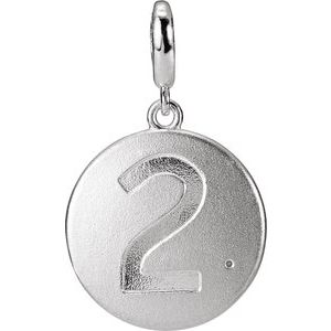 Sterling Silver Accented Numeral 2 Charm/Pendant Mounting