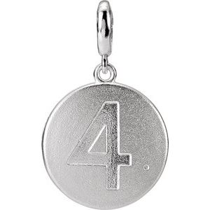 14K White Gold Accented Numeral 4 Charm/Pendant Mounting