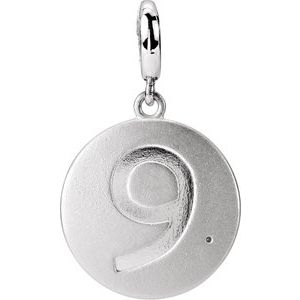 Sterling Silver Accented Numeral 9 Charm/Pendant Mounting