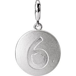 14K White Gold Accented Numeral 6 Charm/Pendant Mounting